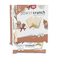 Vista 1 de Barritas de gofre de proteína Power Crunch, snacks altos en proteínas con delicioso sabor, rollo de canela, 1.4 onzas (12 unidades)