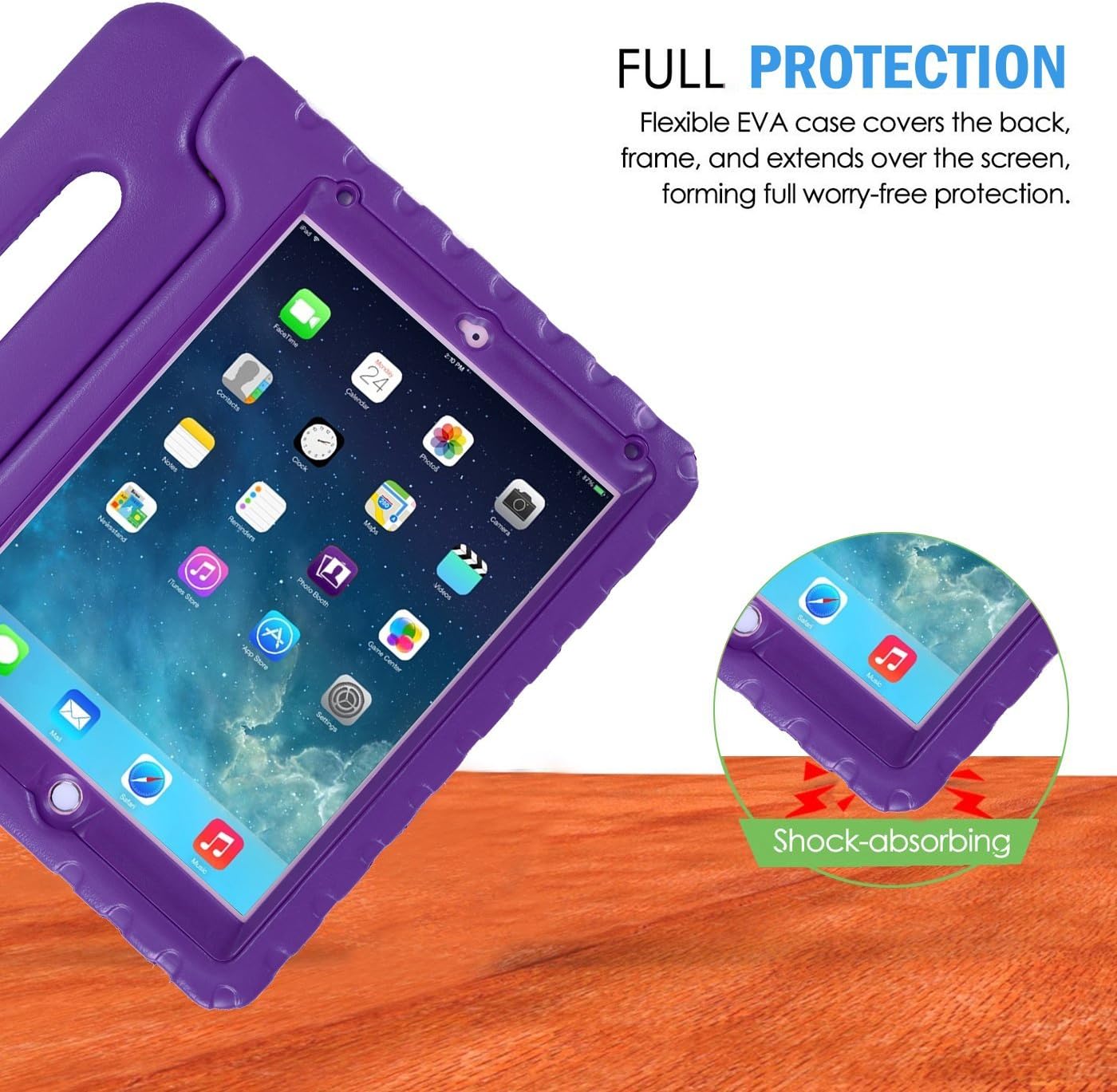 HDE Case for iPad 9.7-inch 2018/2017 Kids Shockproof Bumper Hard Cover Handle Stand with Built in Screen Protector for New Apple Education iPad 9.7 Inch (6th Gen) / 5th Generation iPad 9.7 - Purple