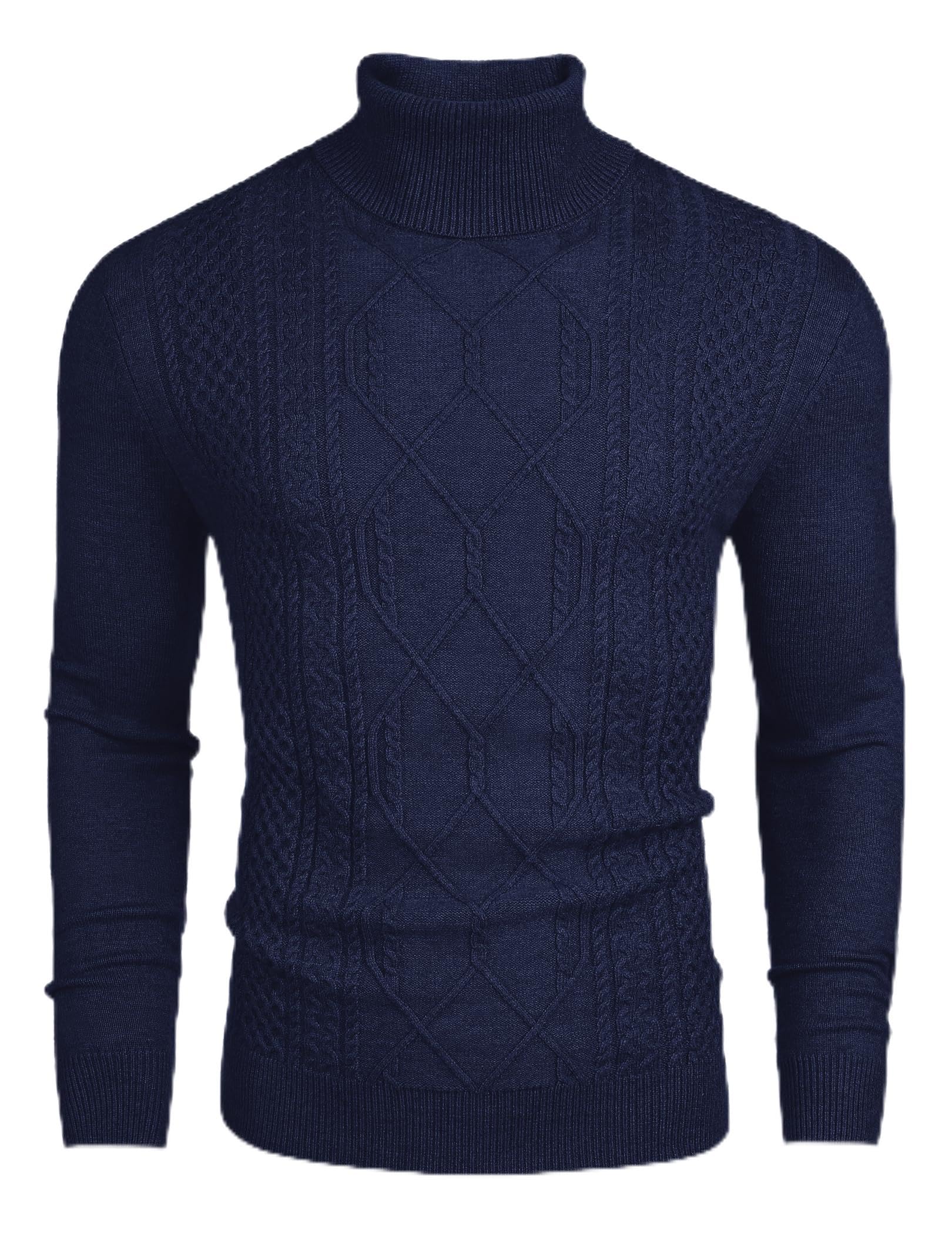COOFANDY Herren Rollkragenpullover Langarm Strickpullover Zopfmuster Slim fit Winterpullover Business Basic Sweaters