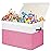 Gowee Large Toy Box with Lid, Sturdy Toy Storage Chest Bin Boxes Organizer Basket with Dividers for Toddlers, Kids, Boys, Girls, Nursery, Closet, Bedroom, Playroom 25x13 x16 (Pink and White)