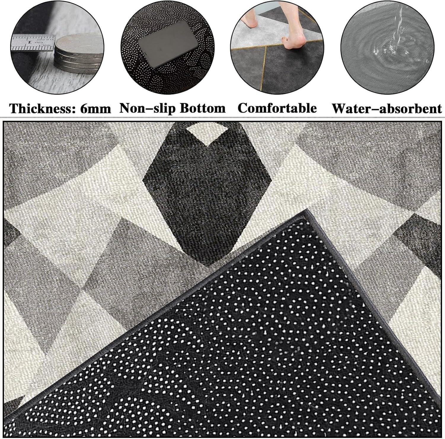 Alfombra Corredera Lavable Antideslizante Absorbente, 435-a, 80 x 280 cm