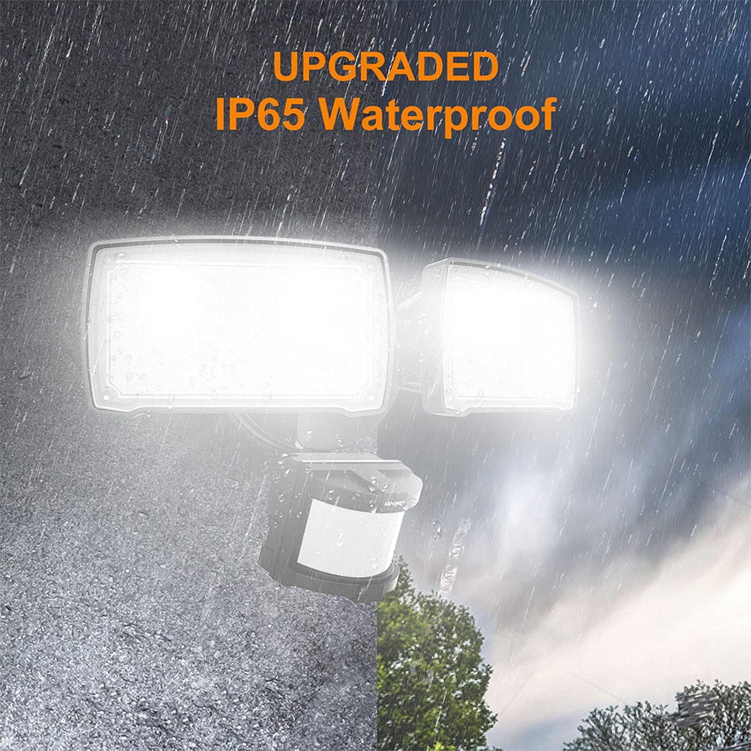 LEPOWER LED Security Lights Motion Sensor Light Outdoor, 28W 3000LM Motion Security Light, 5500K, IP65 Waterproof, 2 Head Motion Detector Flood Light for Garage, Yard, Porch (Not Solar Powered)