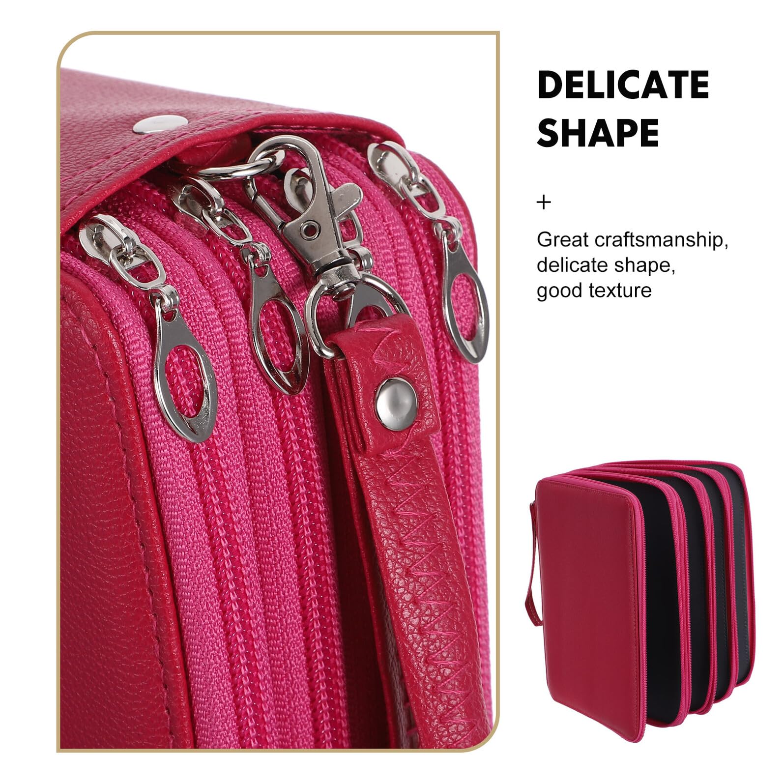 NUOBESTY Trousse à Crayons de Couleur Zippée Grosse Capacité 184 Emplacements, 4 Couches Multicouches, Paquet de Rangement Étanche Rose pour Fournitures Scolaires et Artistiques,