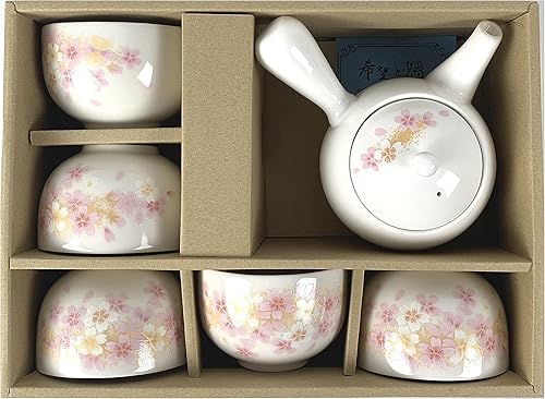 Miniatura 1 de JapanBargain 4701, juego de té japonés de porcelana para adultos, té chino asiático oriental estilo china, flor de cerezo, hecho en Japón (Sakura)
