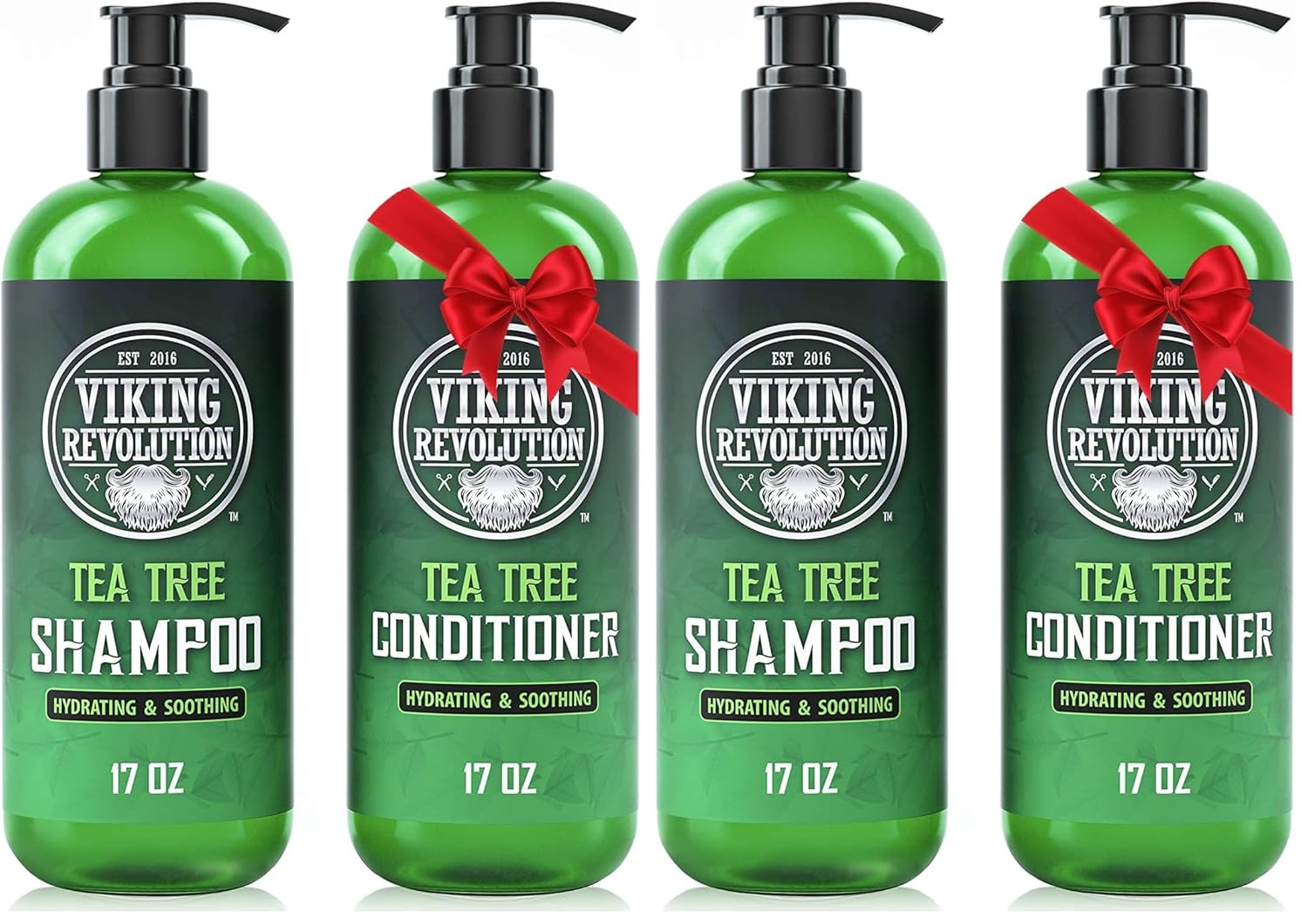Viking Revolution Tea Tree Shampoo and Conditioner Set - Hydrates, Moisturizes & Soothes Dry and Itchy Scalps - With Natural Tea Tree Oil - 17 oz (Pack of 2)
