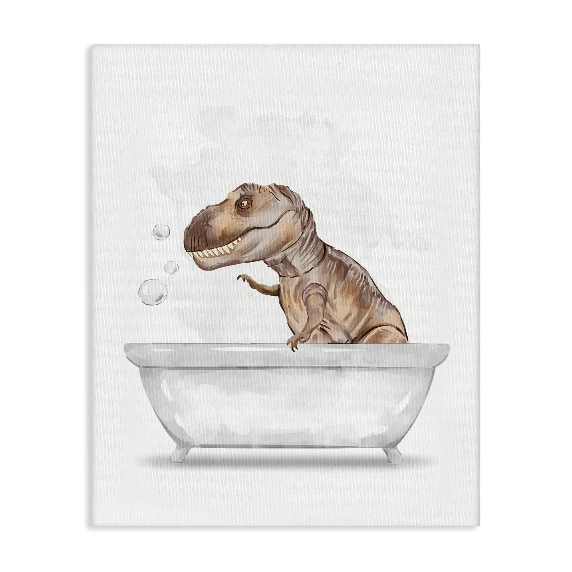 T Rex Dino Bubble Bath Bathroom, 16 x 20 Inch Canvas Wall Art