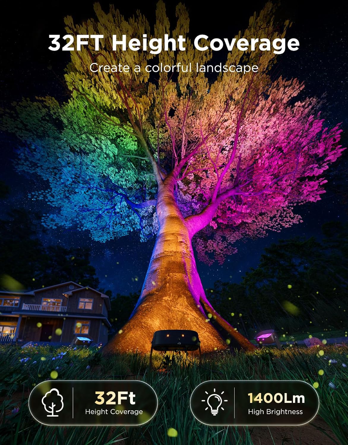 Govee Outdoor Tree Lights 3-Pack, RGBWIC LED Landscape Lighting, Outdoor Lights for Yard Garden Patio, 66 Scene Modes for Holiday Party and Event, App Control, Google Assistant, Matter