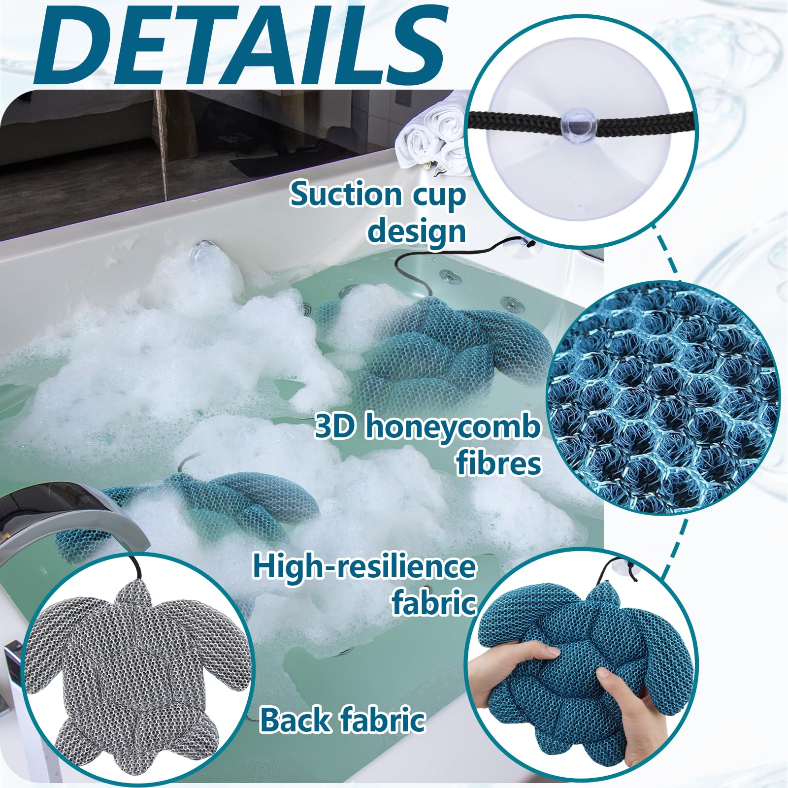 Scum Absorber für Pool Hot Tub 2er Set, Wiederverwendbarer Whirlpool Schwamm, Ölabsorbierender Schwamm Pool Spa, schaumabsorber Whirlpool Reinigung (Meeresschildkröte,2pcs)