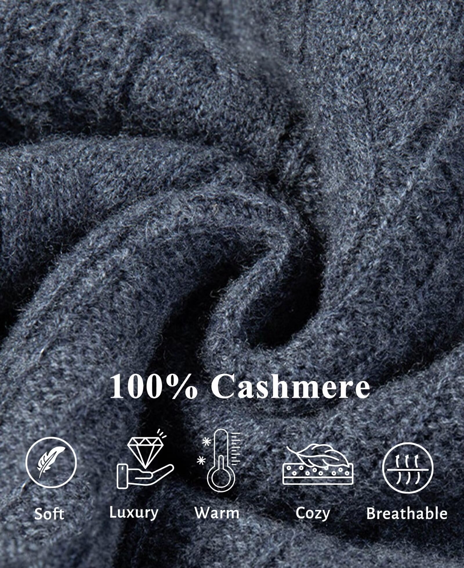 HNVAVQ Maglione a Trecce Uomo 100% Cashmere Girocollo