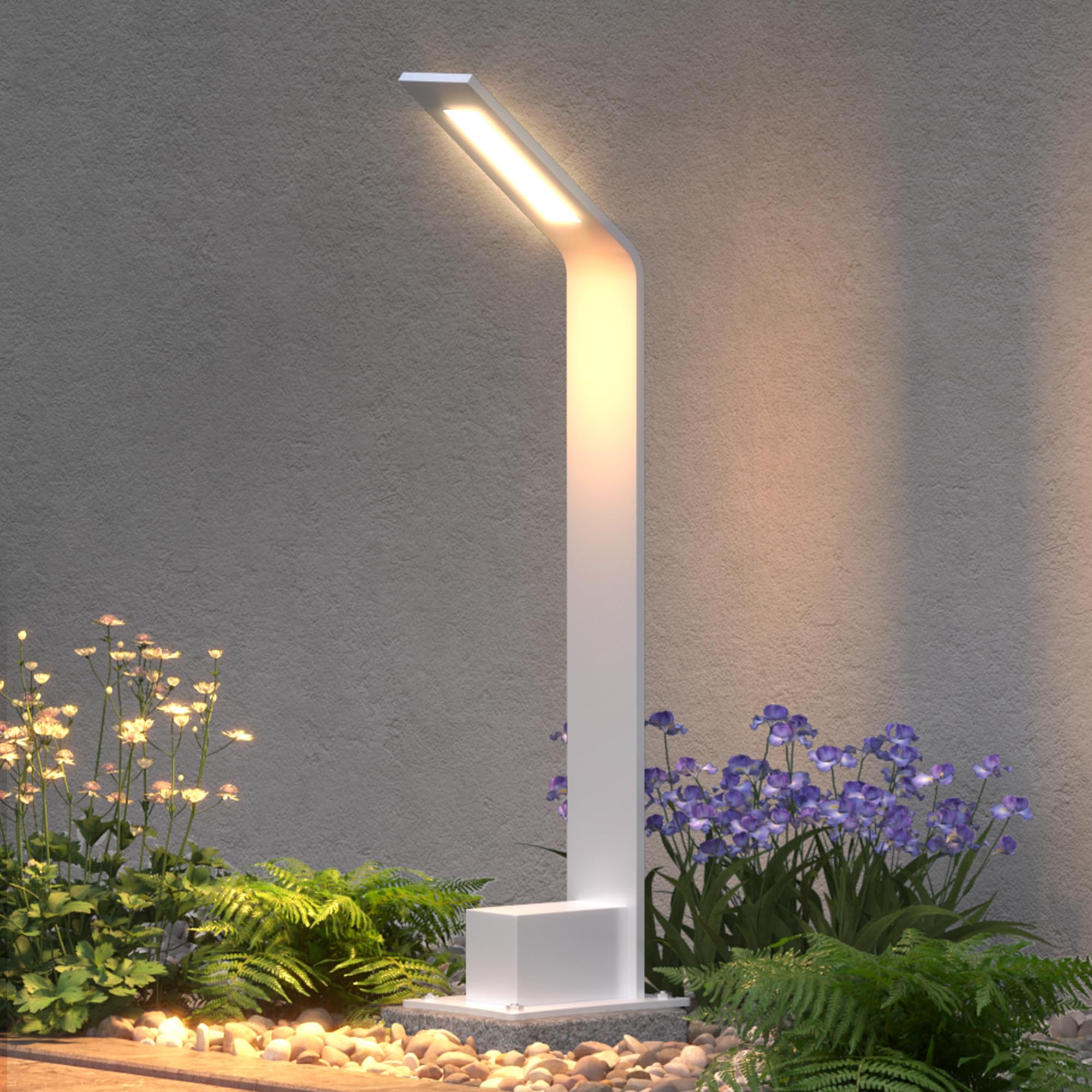 doporro Wegeleuchten Außen Stromanschluss 40cm Gartenleuchte IP65 6W | Gartenlampen für Draußen Strom, 3000K Warmweiß Pollerleuchte Standleuchte Außen, 128x98x408mm, Sandweiß, Pfadfinder