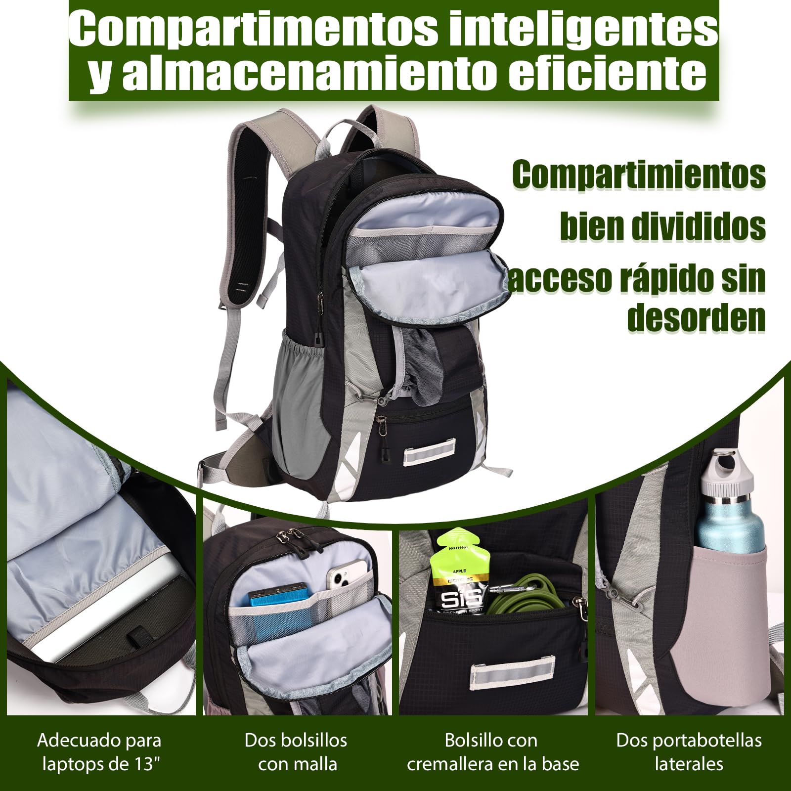 Local Lion Mochila de Ciclismo 20L/30L Montaña Senderismo Macutos Trekking Camping al Aire Libre Nylon con Cubierta de Lluvia para Hombres y Mujeres