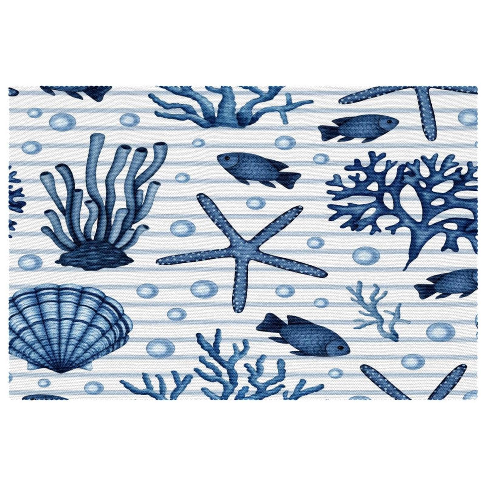 Set de table antidérapant pour salle à manger ambiance bord de mer bleu