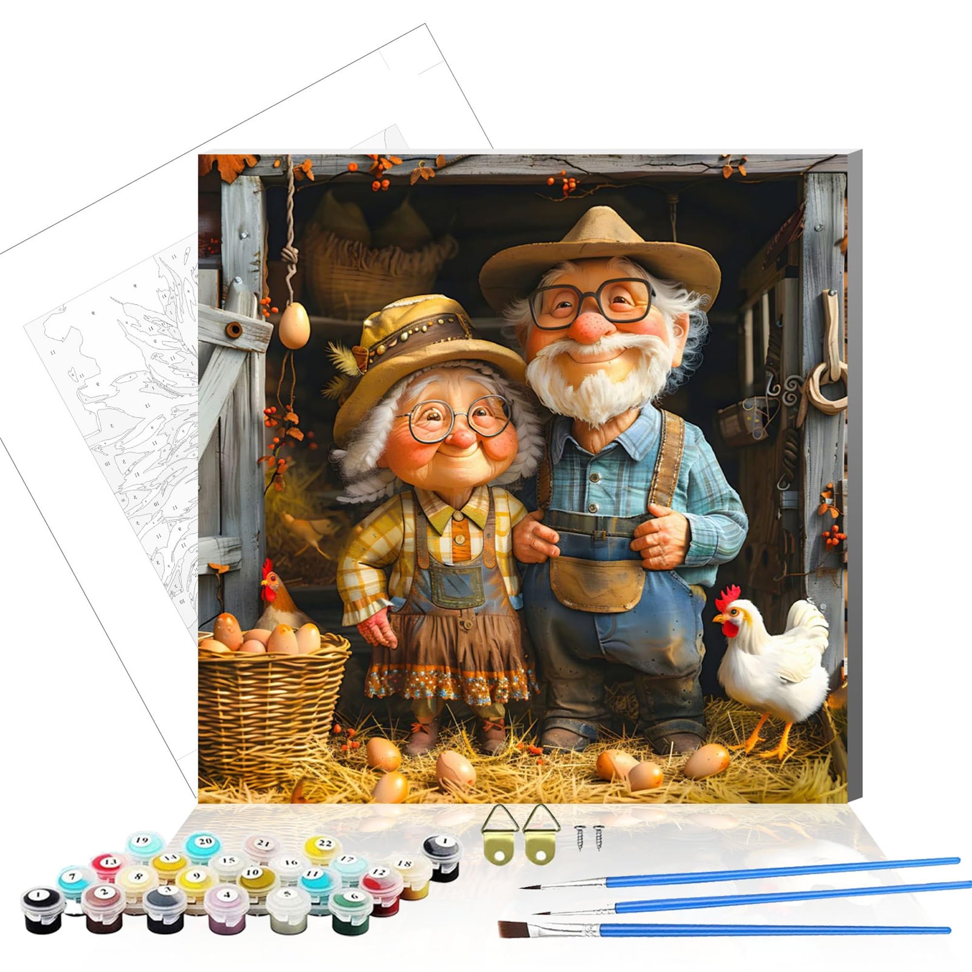 WUJIEJ Adults Paint by Number Kits,Framed Painting by Numbers Kits on Canvas,Color by Numbers Adult Acrylic Watercolor Gifts for Friends Wall Decor (Grandparents)