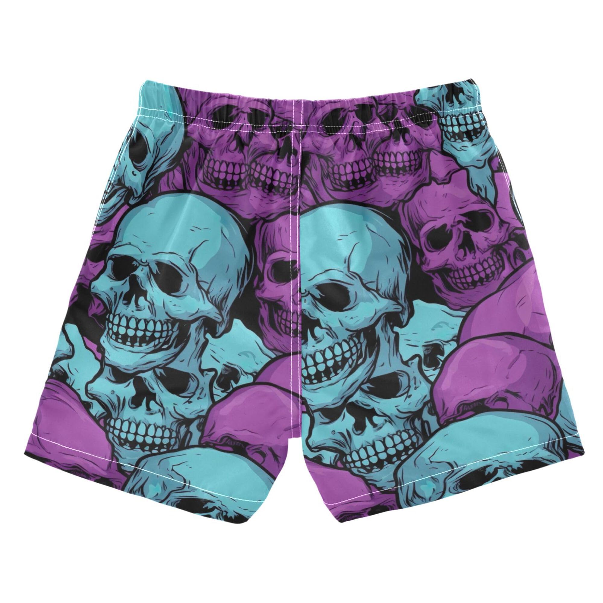 Sugar Skull Skeleton Gothic Boys' Swim Trunks Boys Swim Board Shorts for Kids 12 Years B0400461