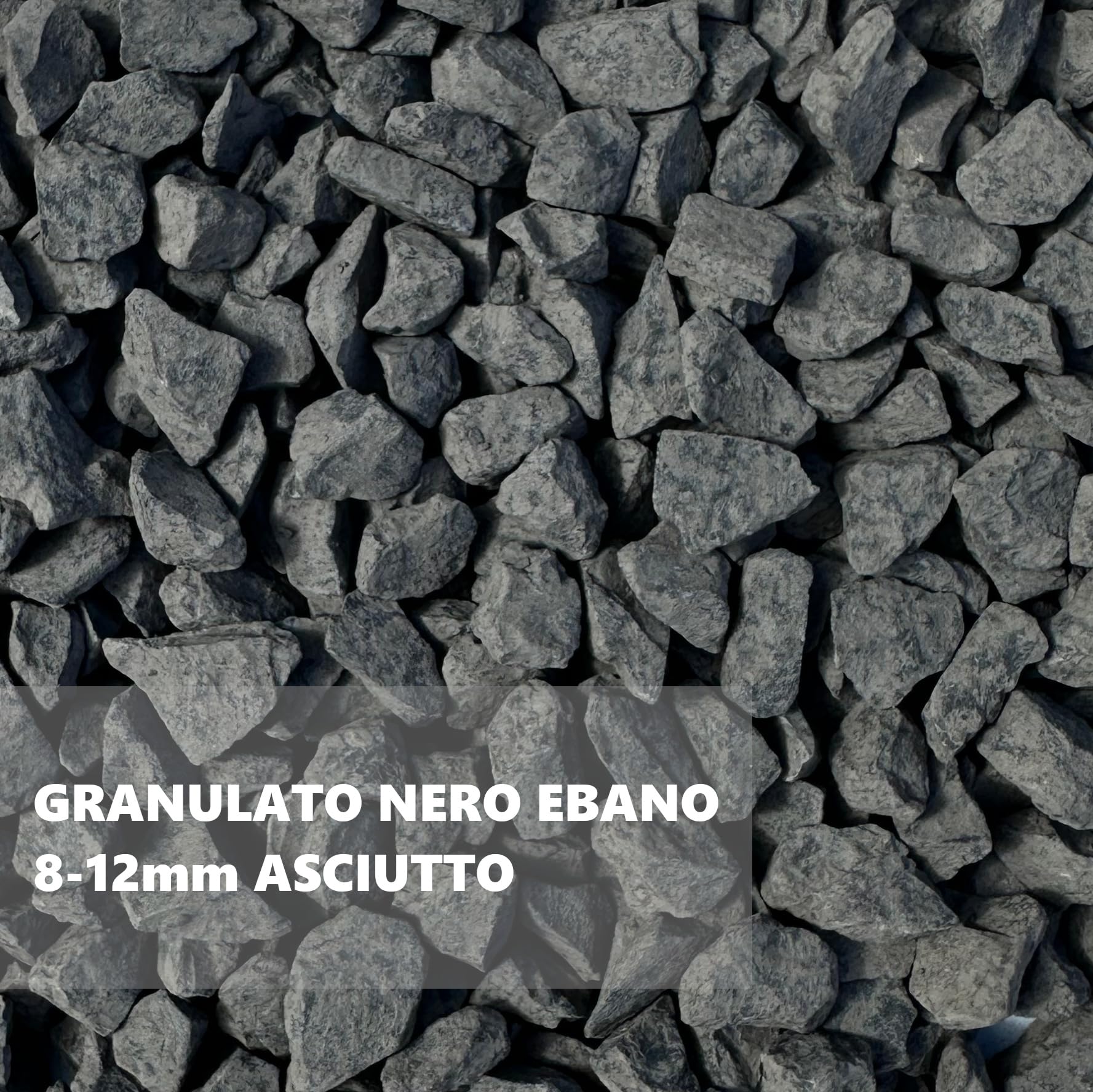 Graniglia Granulato Nero Ebano per Esterno Giardino, Granulometria 8-12mm, Confezione 25kg