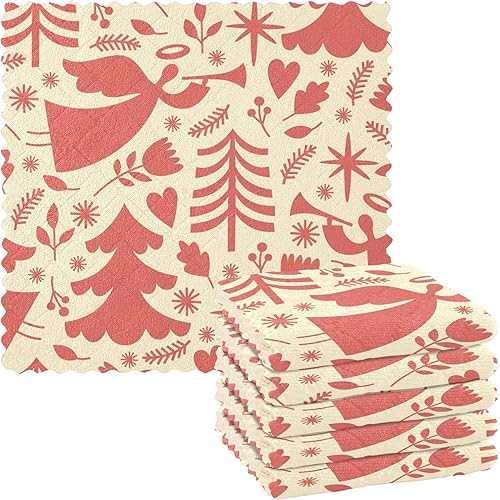 KLL Christmas Horn Trees Red Car Drying Towels Extra Large Clothes Funny Kitchen Tea Towels Cotton Hand Towels for Kitchen Terrycloth Dish Towels