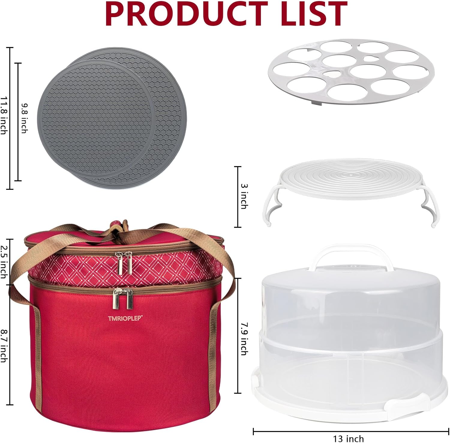 12 Inch Cake carrier Container with Lid and Handles Includes Insulated Bag for Safe Transportation of Buttercream Doesn't Melt Easy for Cakes, Pies and Cupcakes (Red) - Image 5