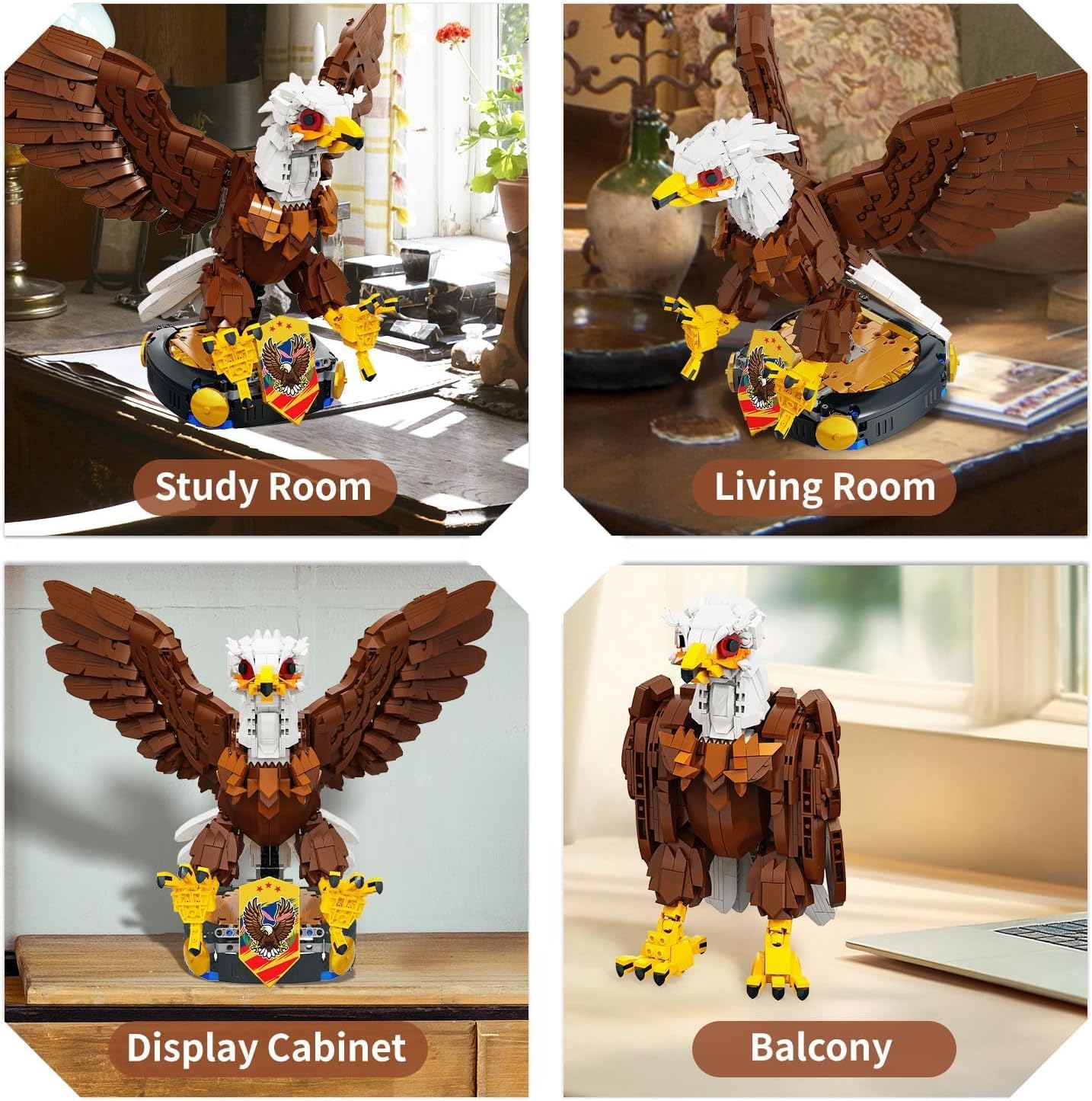 2 in 1 Eagle Animals Building Blocks Set 1503 pcs, MOC Eagle Creative Bird Model Compatible with Lego Animal Lover Owl Birds Kit Collectible Gifts Toys Perfect for Adults and Teens Age 14+ Collectors