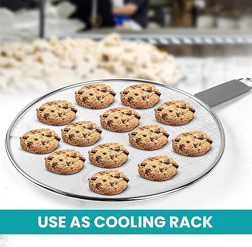 Miniatura 7 de Pantalla contra salpicaduras de grasa de 13 pulgadas para cocinar, protector de salpicaduras de aceite de acero inoxidable y malla ultrafina que