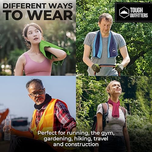 Miniatura 6 de Tough Outdoors Toalla de enfriamiento  Toallas de enfriamiento para cuello y cara  Envoltura de hielo y trapo para sudar para camping, gimnasio,