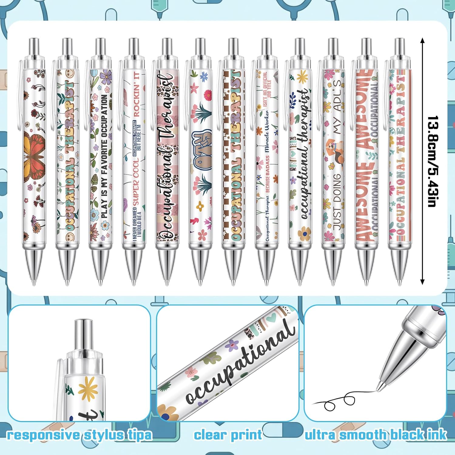 Resurhang 48 Pcs Occupational Therapy Month Appreciation Gift Occupational Therapist Pens and Notepads OT Sticky Notes Ballpoint Pens OT Appreciation Gifts for Women Men Friend Staff Coworker Teacher