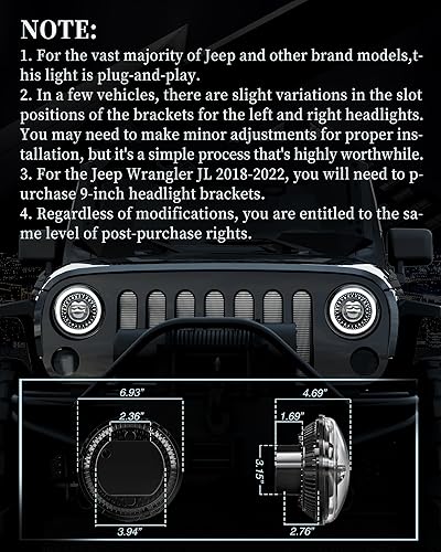 Miniatura 6 de HWSTAR 2023 1000% brillante antirreflejo de 7 pulgadas Halo LED faro redondo compatible con Jeep Wrangler JK JKU TJ LJ, etc con gradiente de puesta