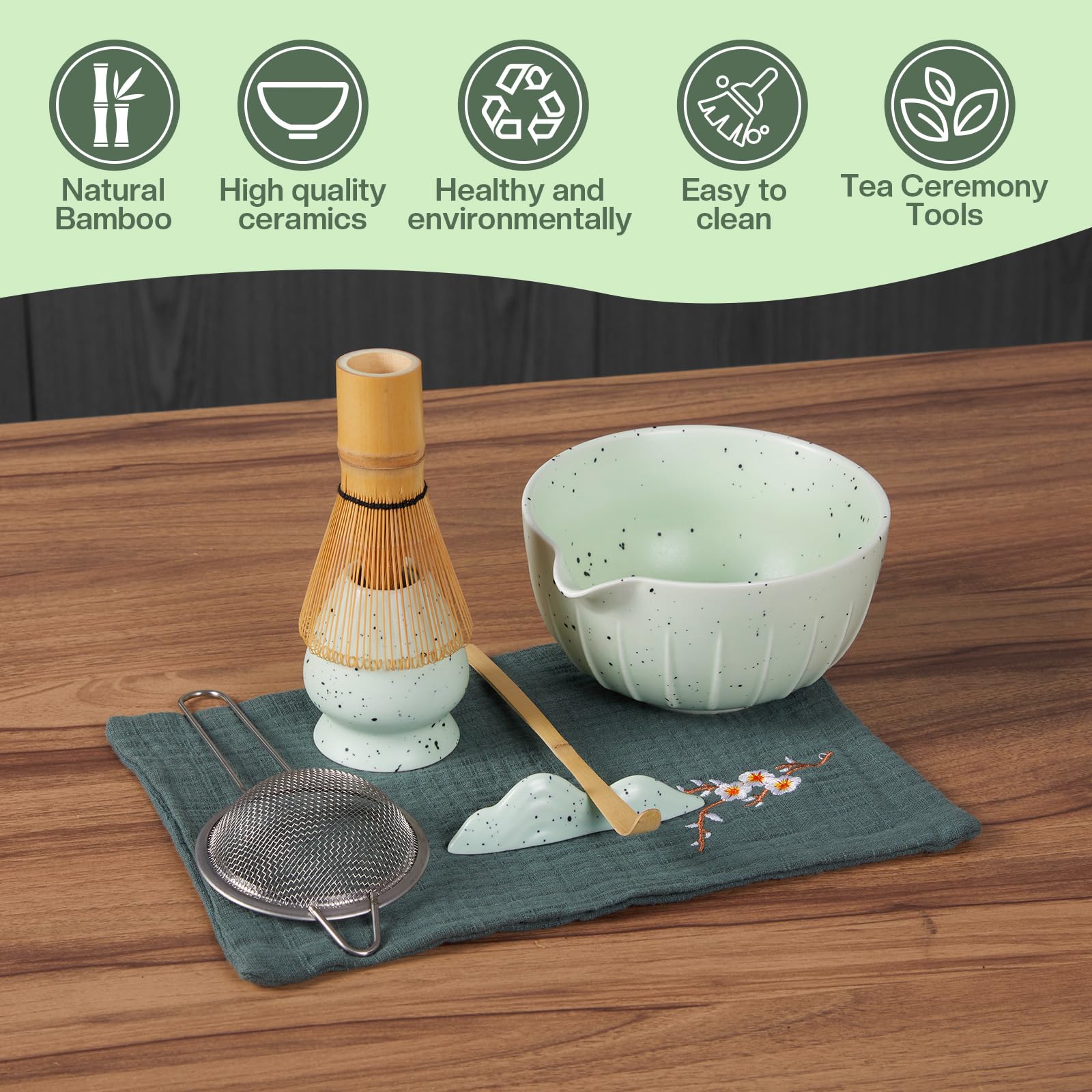 Kit Matcha Premium 7 Pièces - Bol, Fouet Chasen, Cuillère Chashaku Et Accessoires (Rose)