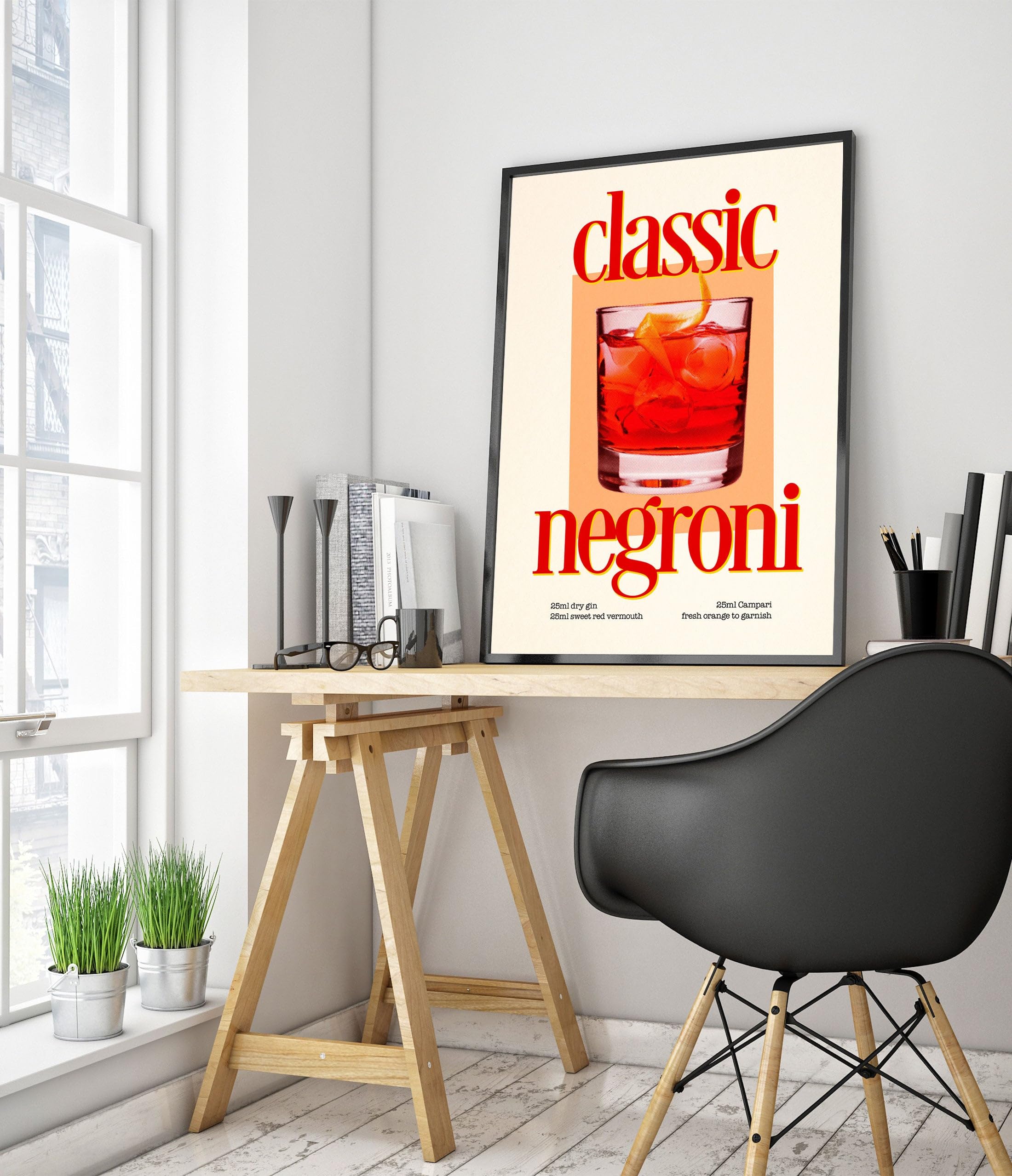 Negroni Print, Cocktail Poster, Framed Drink Wall Art, Modern Kitchen Decor, Drinks Poster, Gift Idea, Archival Matte - Image 2