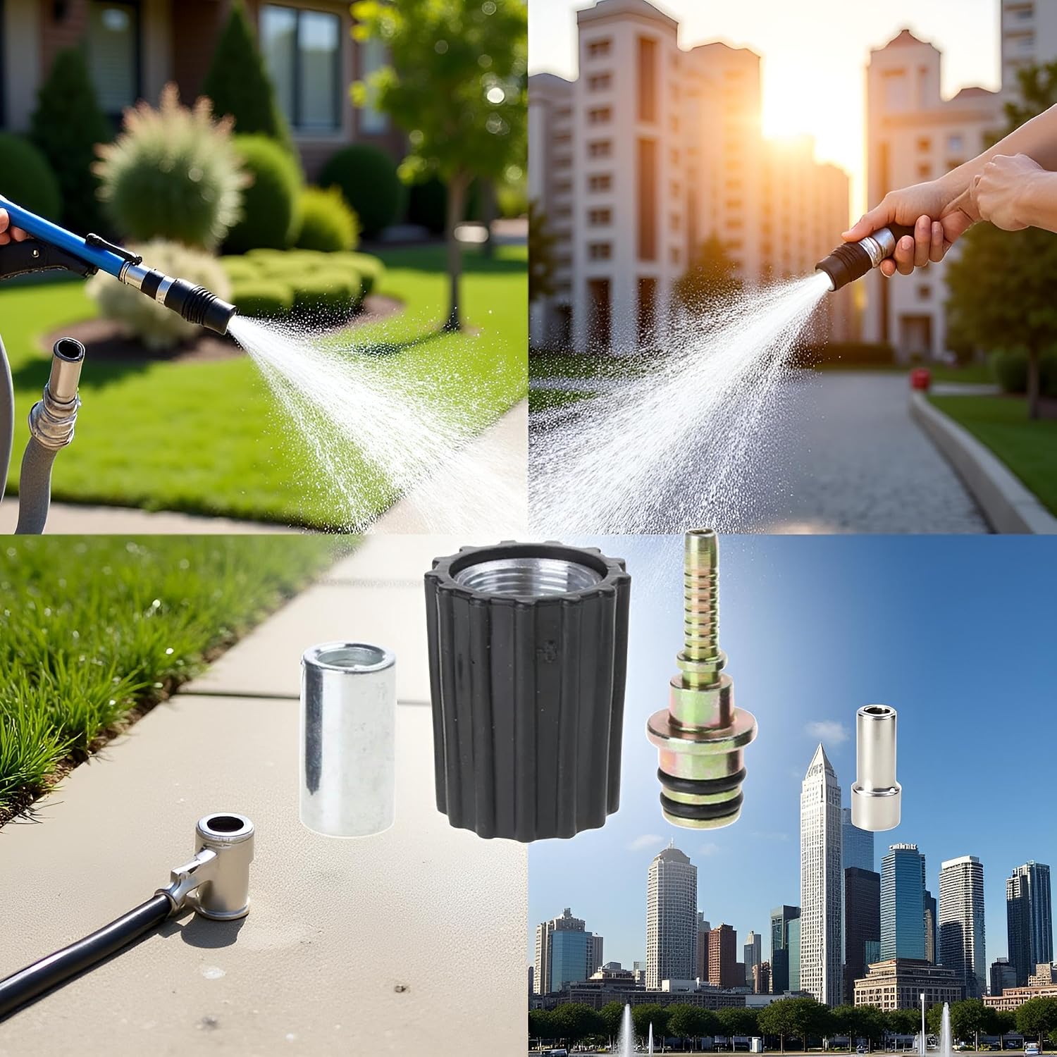 A Set of High Pressure Washer Hose Insert Fittings,Car Washer Water Cleaning Hose Pipe Fitting,TwistConnector Quick Fixing Pressure Washer Parts and Accessories,High Pressure Washer Hose Tool