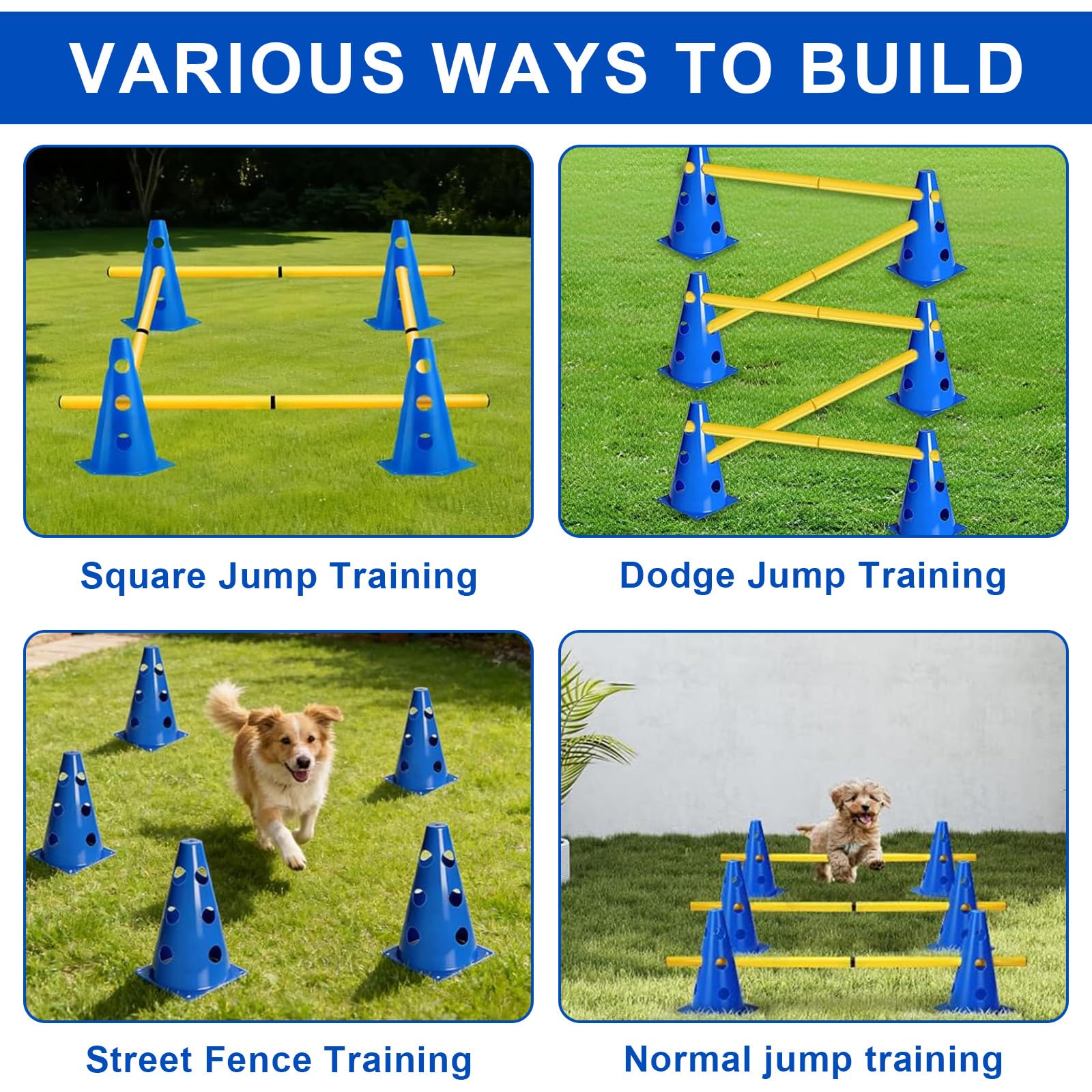 Set di Agility per Cani, Slalom e Ostacoli, 10 Coni 32cm, Accessori Allenamento Calcio