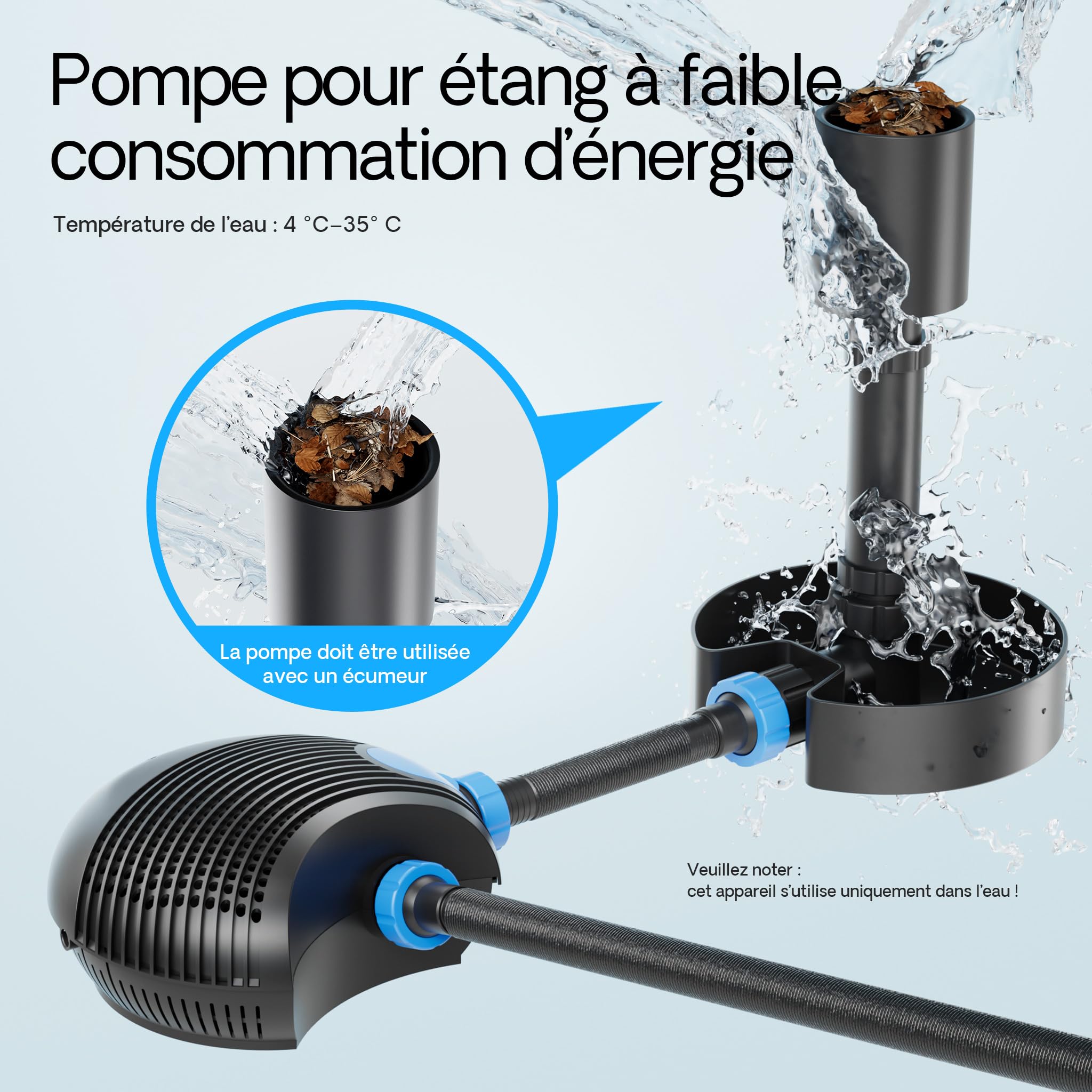 SunSun CTF-1600B Pompe de Bassin SuperECO - 353 x 400 x 170 mm - débit max. 16000 l/h / 140 W/refoulement max. 7,5 m - avec câble 10 m - Filtration Circulation Écumeur eau jardin étang