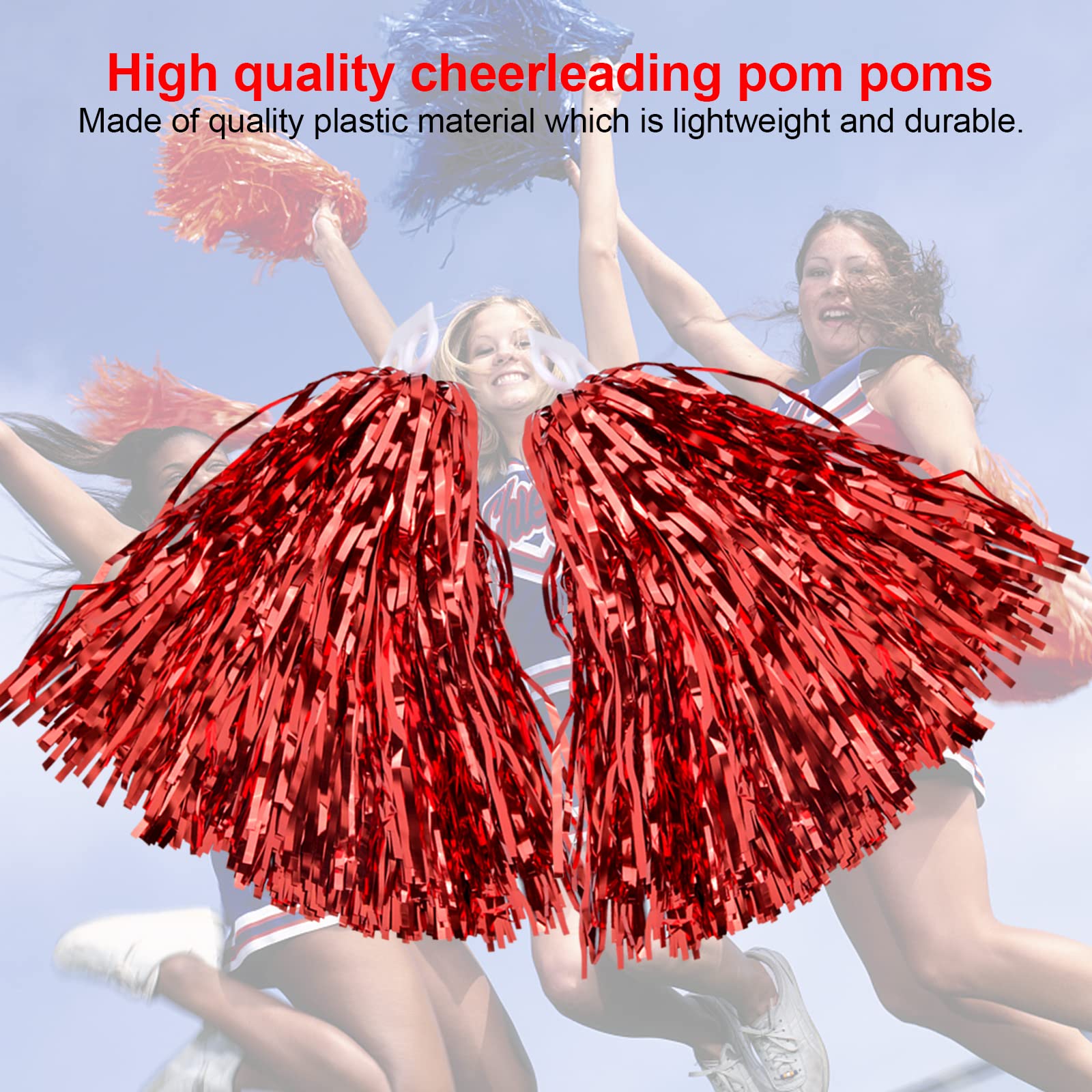 Pinsheng 6 Piezas Pompones de Animadora, Pompones de Porristas Pompones Deportivos con Anillo de Plástico para Bailar, Fiestas Deportivas Animar - 5