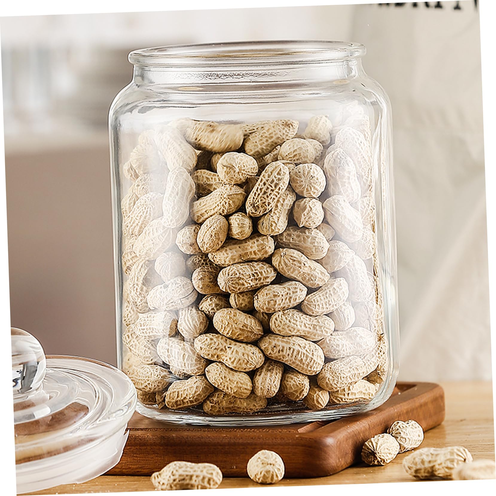 Barattoli in Vetro Trasparente Ermetici per Conservazione Contenitori per Alimenti Sicuri e Pratici Adatti per Tè Cereali Riso Fagioli Noci e Altri Alimenti