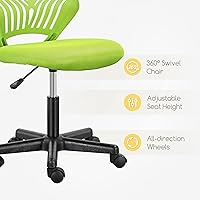 Vista 7 de Yaheetech Linda silla de escritorio para niños, silla de computadora pequeña sin brazos con soporte lumbar para adolescentes, respaldo bajo, Verde
