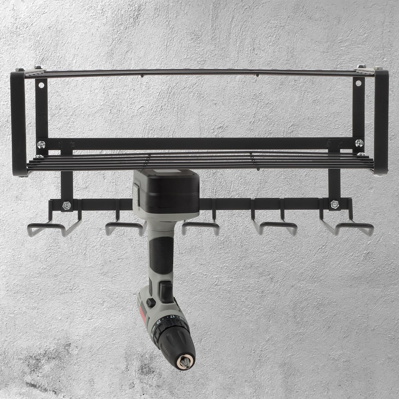 Organizzatore di Utensili da Garage a Parete, Acciaio al Carbonio Nero