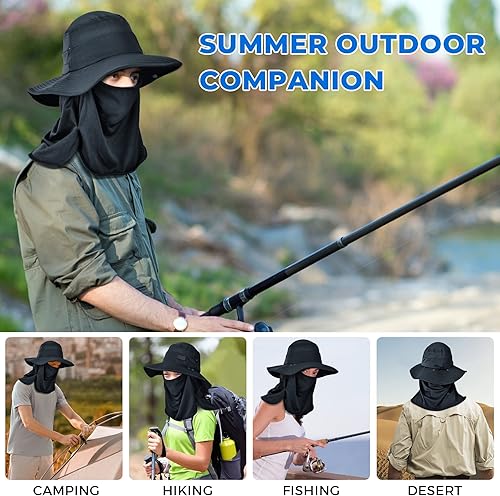 Miniatura 8 de Sukeen Sombrero de cubo de enfriamiento con solapa desmontable para el cuello y máscara facial, sombrero de sol con UPF 50+, para pesca, senderismo,