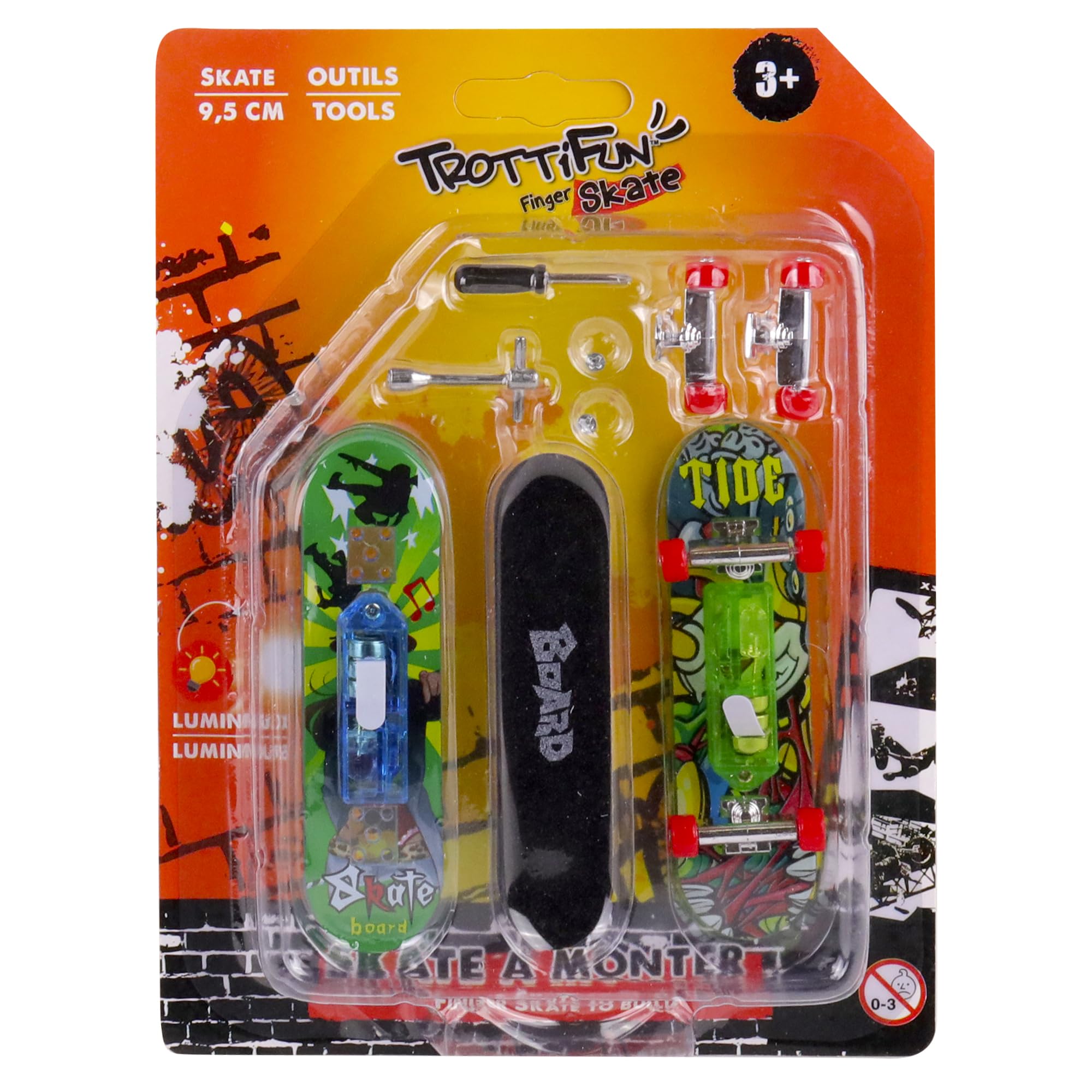 TROTTIFUN - Set de Finger Skate - 031427 - Multicolor - Metal - Skateboard - Dedo - Juguete para Niños - Cumpleaños - Regalo - Tabla de Patineta - 9,5 cm x 14 cm - A Partir de 3 años TROTTIFUN - Set de Finger Skate - 031427 - Multicolor - Metal - Skateboard - Dedo - Juguete para Niños - Cumpleaños - Regalo - Tabla de Patineta - 9,5 cm x 14 cm - A Partir de 3 años