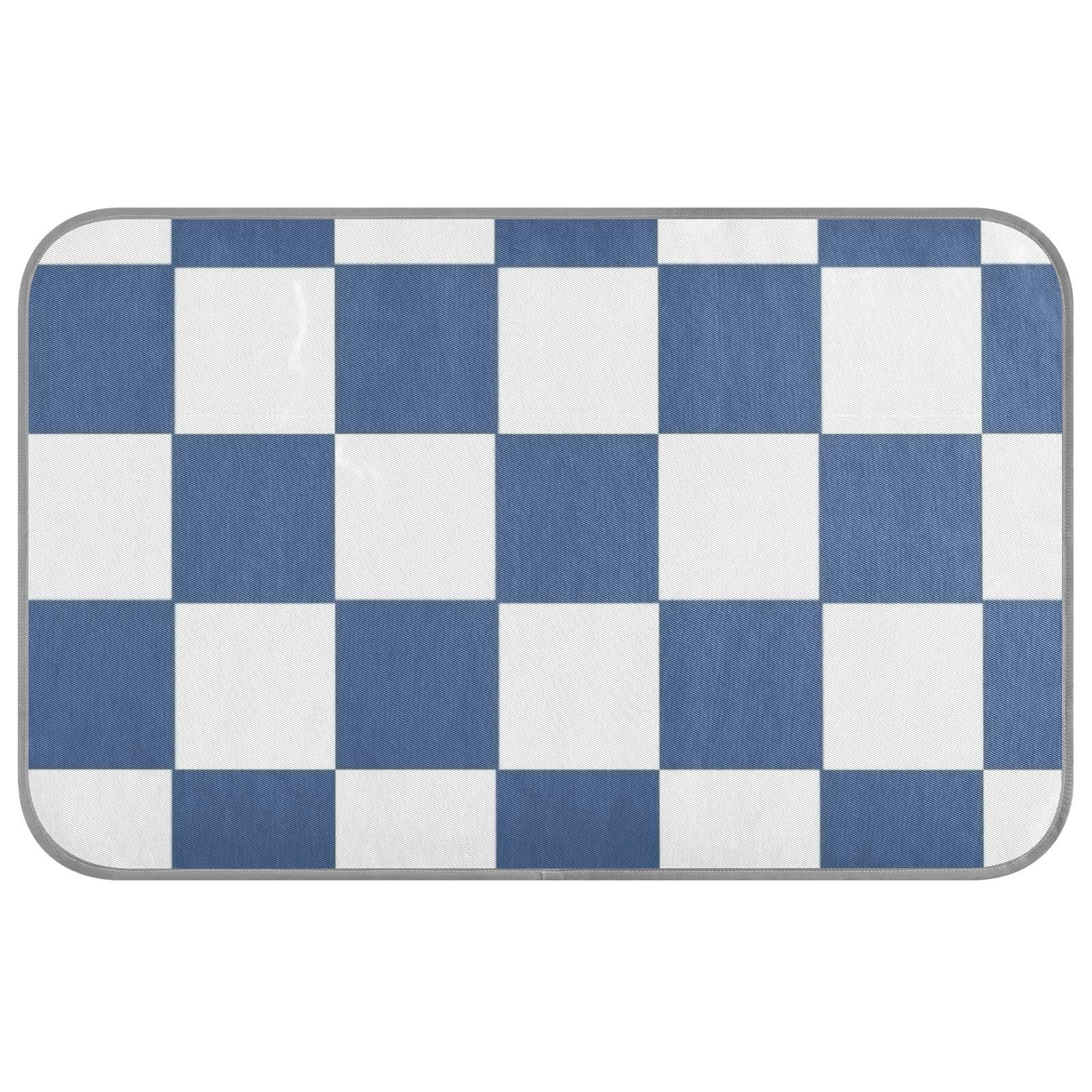 EtherSpher White and Blue American Plaid Summer Dog Cooling Self Cooling cat beds for Outdoor Cats for Chihuahua Outside cat Portable cama Fria para perro M