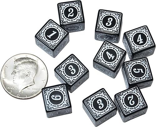 Miniatura 5 de Paquete de 10 dados D6 de seis lados de 0.630 in para DND MTG PRG Wow juego de mesa para enseñanza de matemáticas (letra blanca)