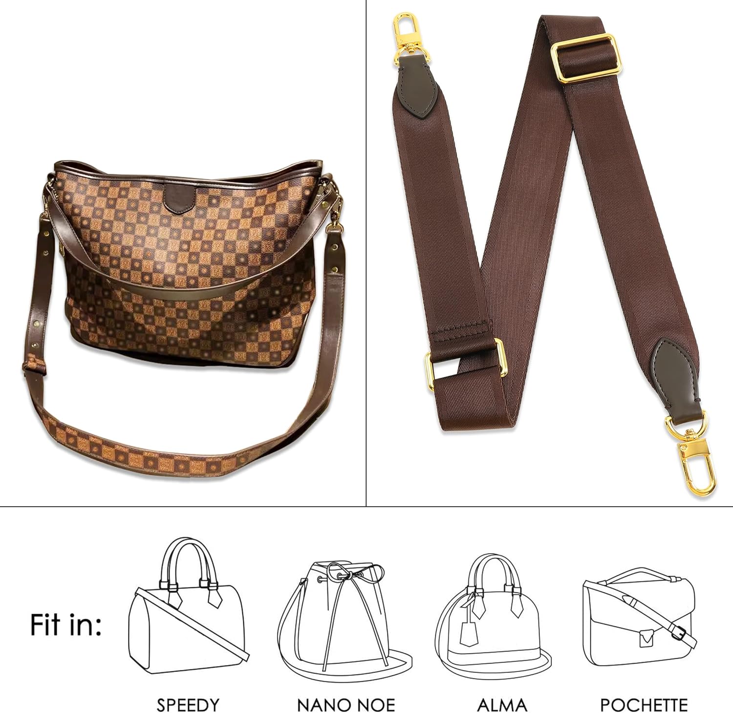 Purse Strap Replacement Crossbody Handbag Stripe Wide Adjustable - Image 3