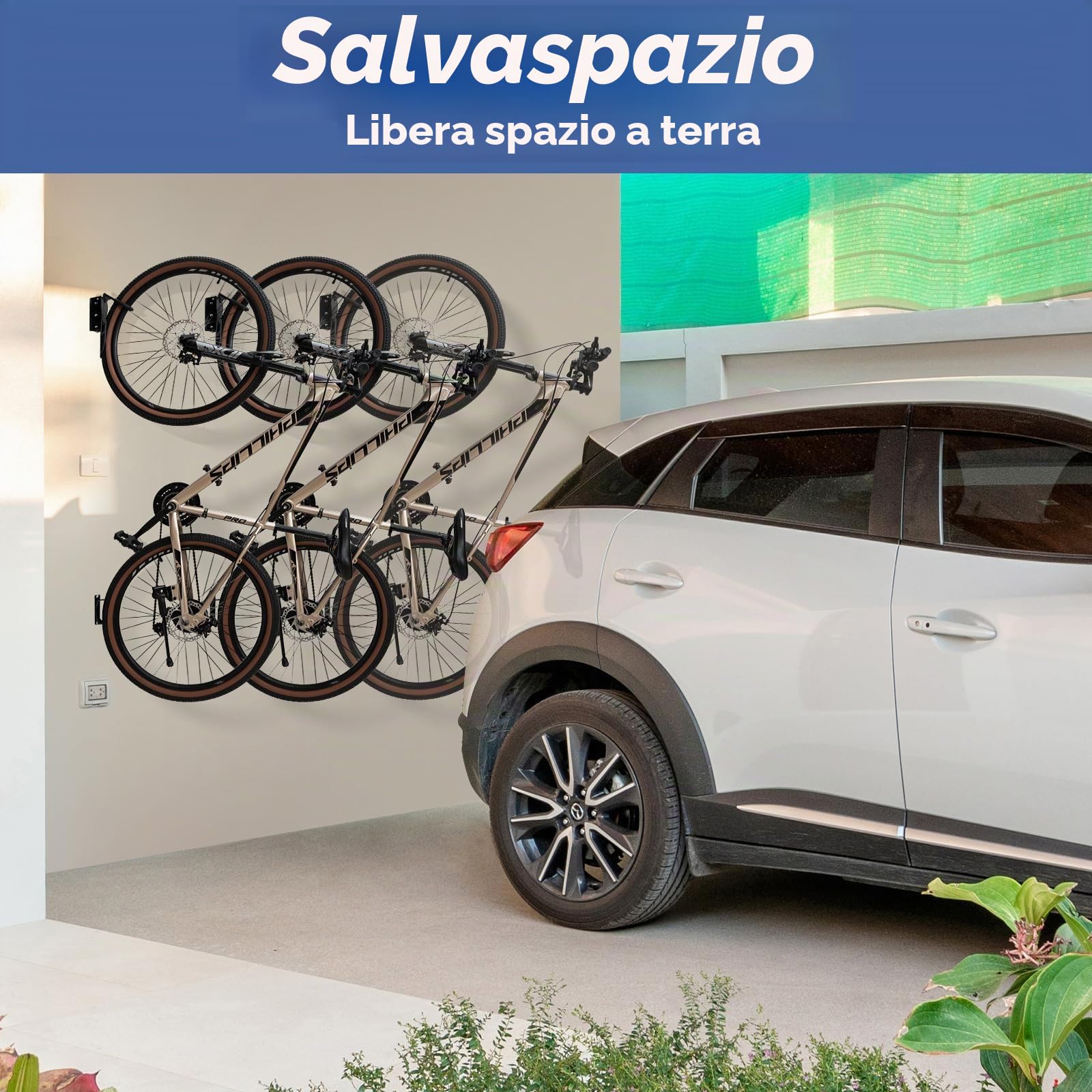 Supporto da parete girevole per bicicletta e MTB e bici da strada - risparmiare spazio (2'