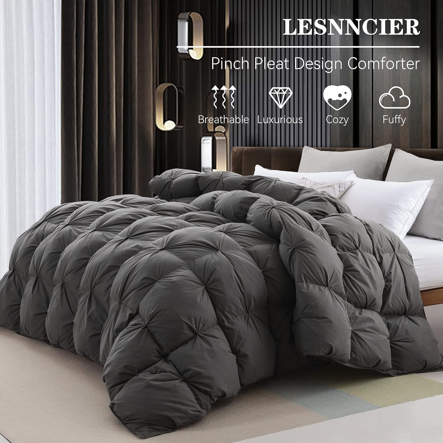 Buy LESNNCIER Goose Down and Feather Fiber Comforter,100 Cotton Fabric