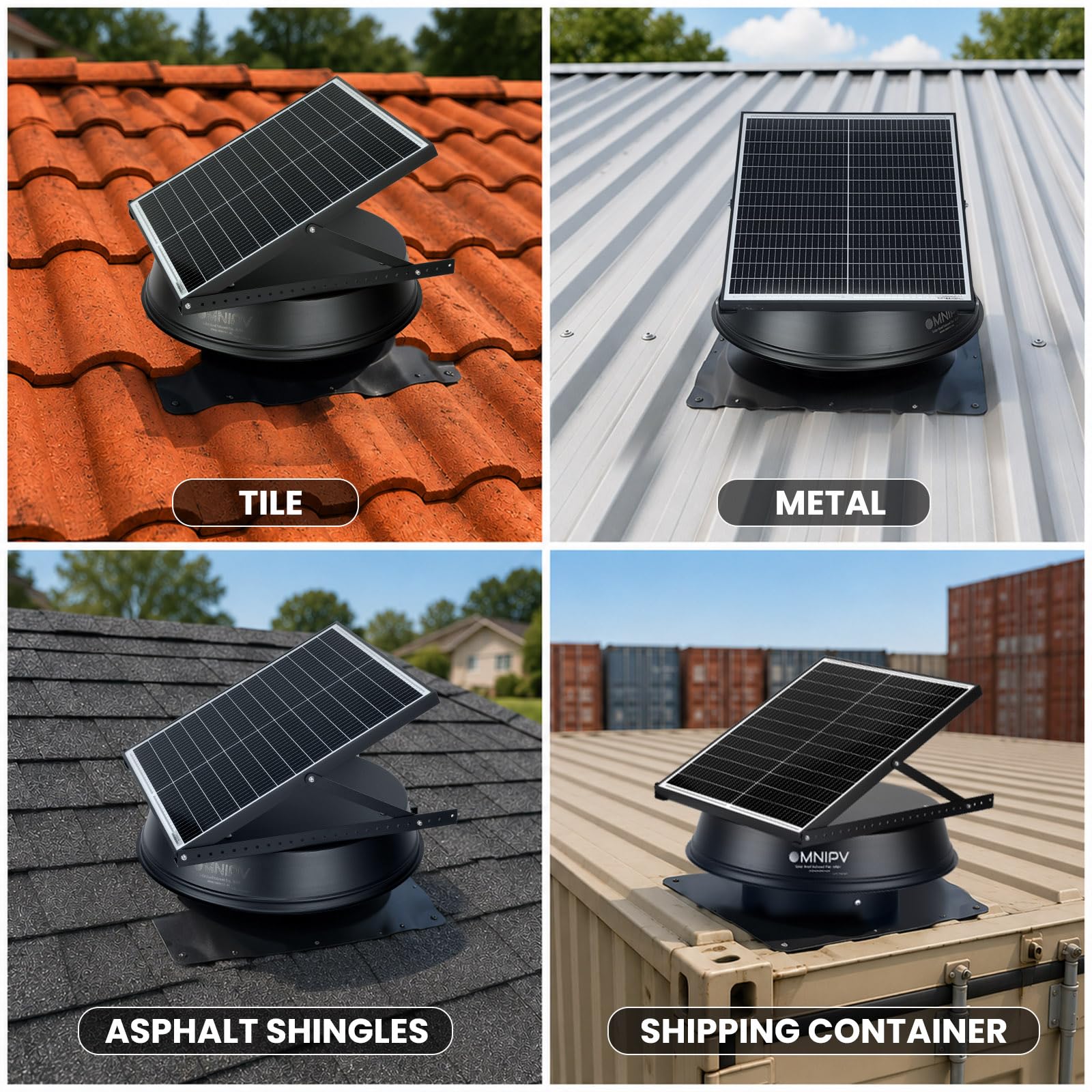 Solar-Hybrid-Dachventilator, 40 W, 2100 CFM Dachmontage, Abluftventilator mit AC-Adapter, 23,9 °C Thermostat, automatisches Ein-/Ausschalten, geräuscharm und wetterfest, für Zuhause, Geschäft