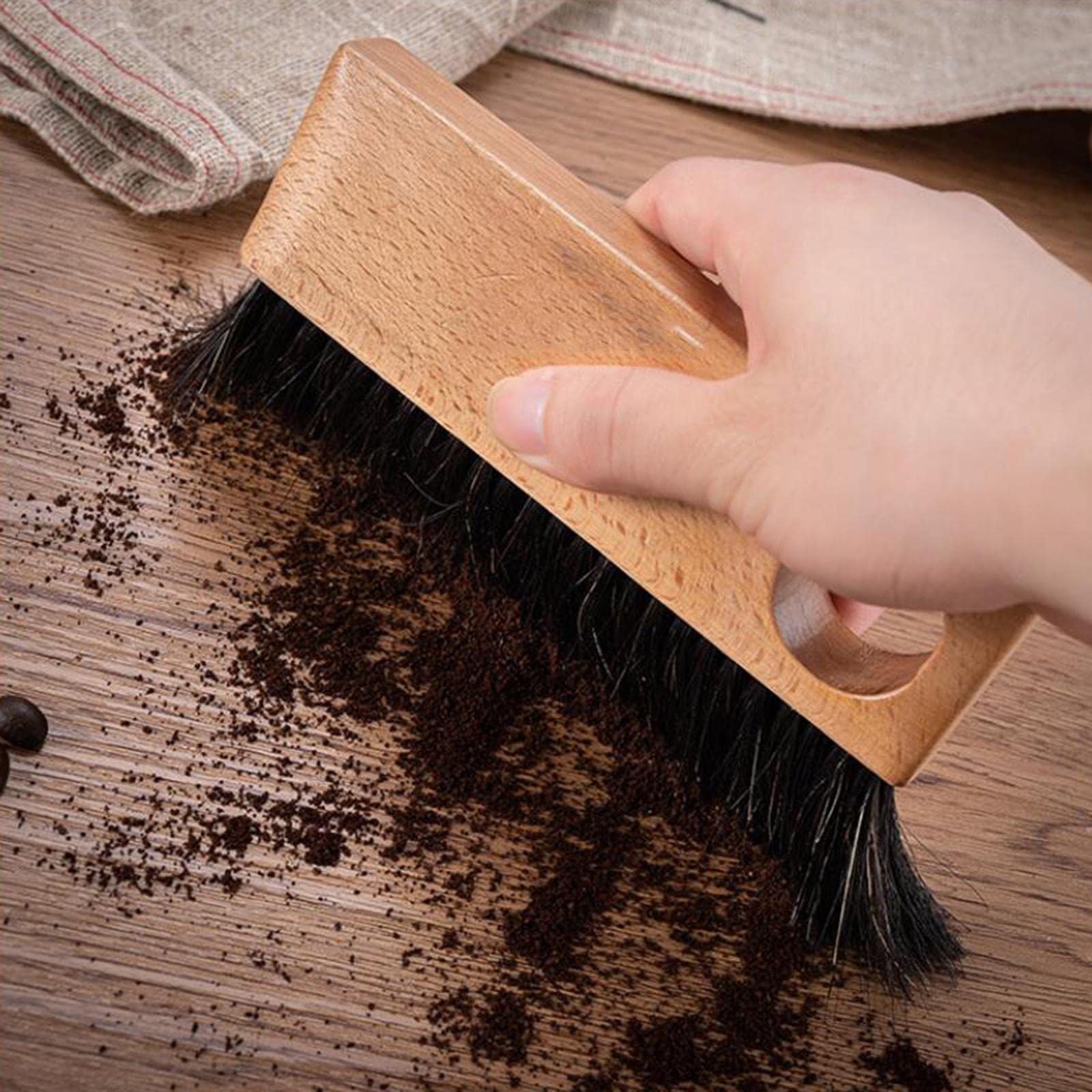 Kaffeemühlen-Reinigungsbürste, Holzgriff, rechteckig, mit Loch, 5 Stück