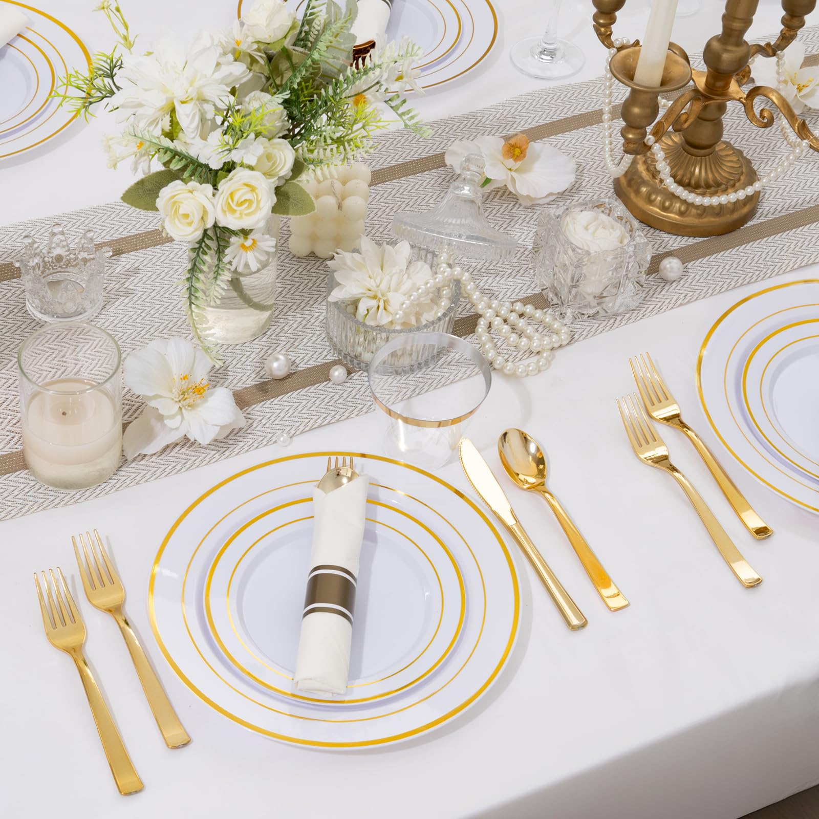 Gold Disposable Plates - Party & Wedding Dinnerware -2 Gold Disposable Plates - Party & Wedding Dinnerware -2