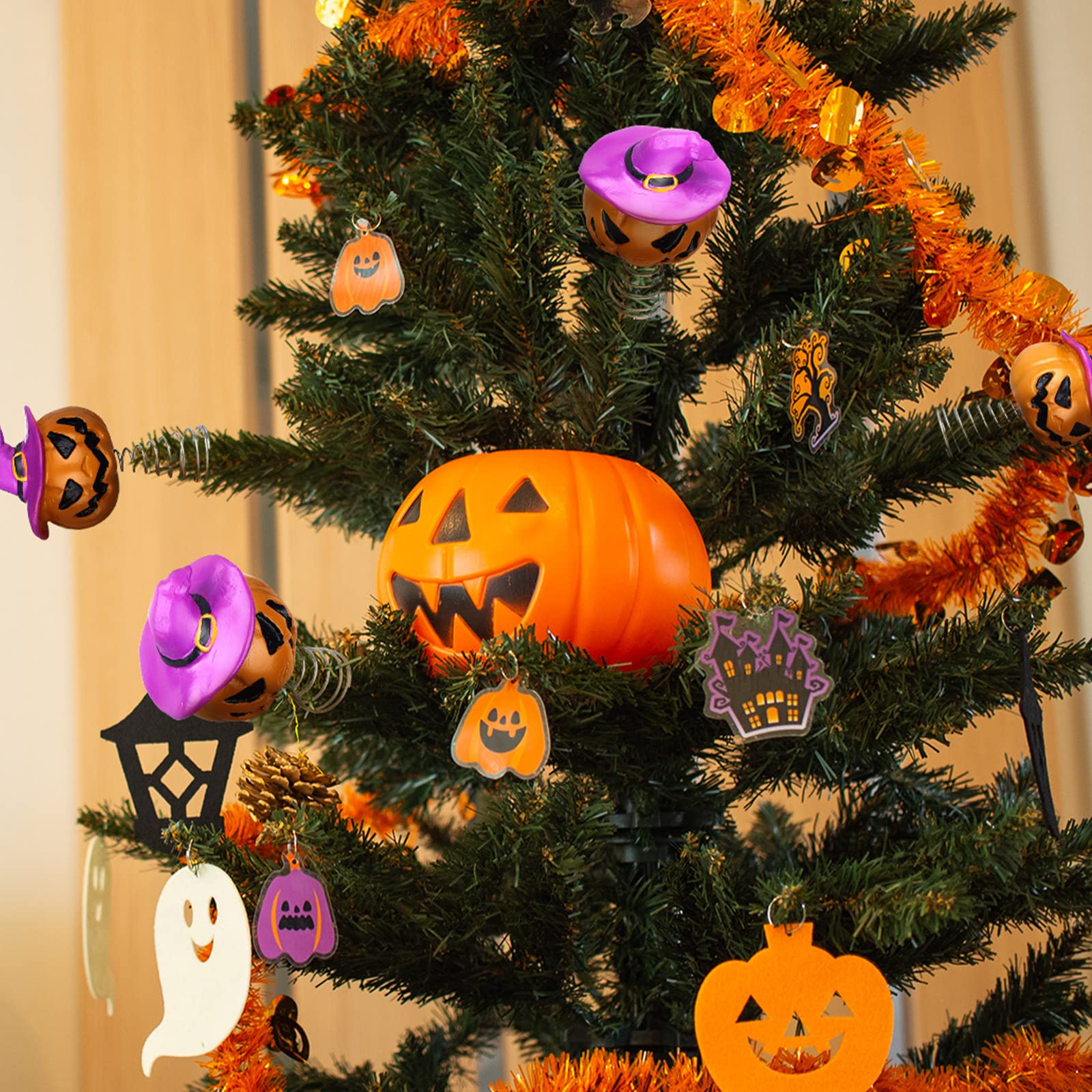 Halloween Kürbis Baumspitze 4 Zoll - Gruselige Weihnachtsbaum Dekoration, image size:1600x1600