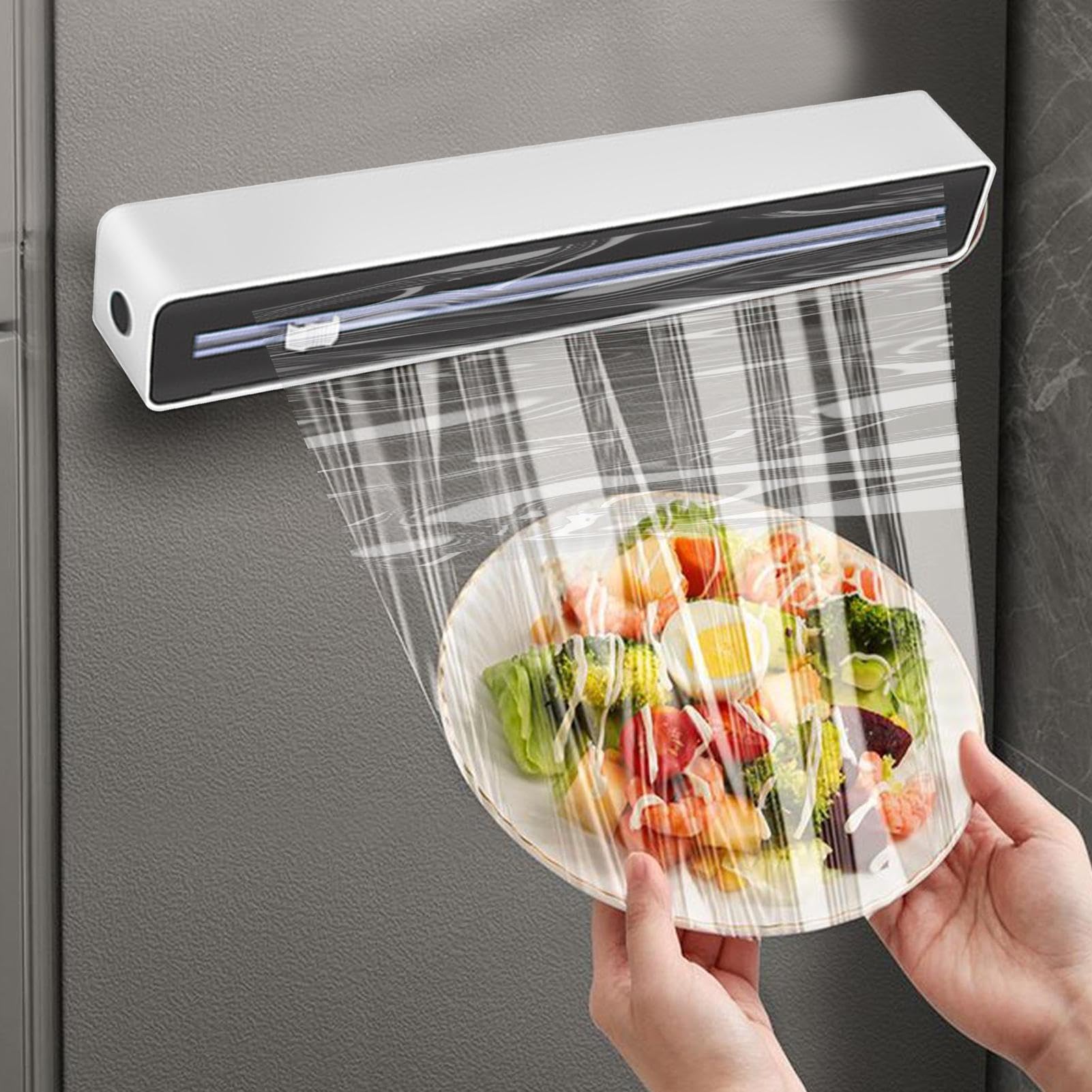 Aluminium-Papierhalter mit integriertem Schneider, ausziehbarer Folienspender – robust, platzsparender Organizer für Wachspapier und Kühlschrank mit Schneidsystem