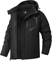 MAOYSSEN Men's Waterproof Ski Jacket Winter Snow Parka with Hood & Warm Fleece Lining