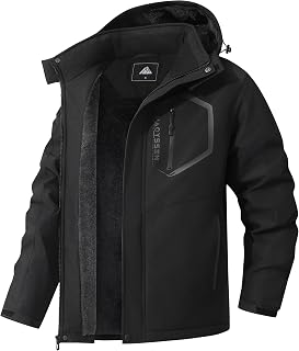 MAOYSSEN Men's Waterproof Ski Jacket Winter Snow Parka with Hood & Warm Fleece Lining