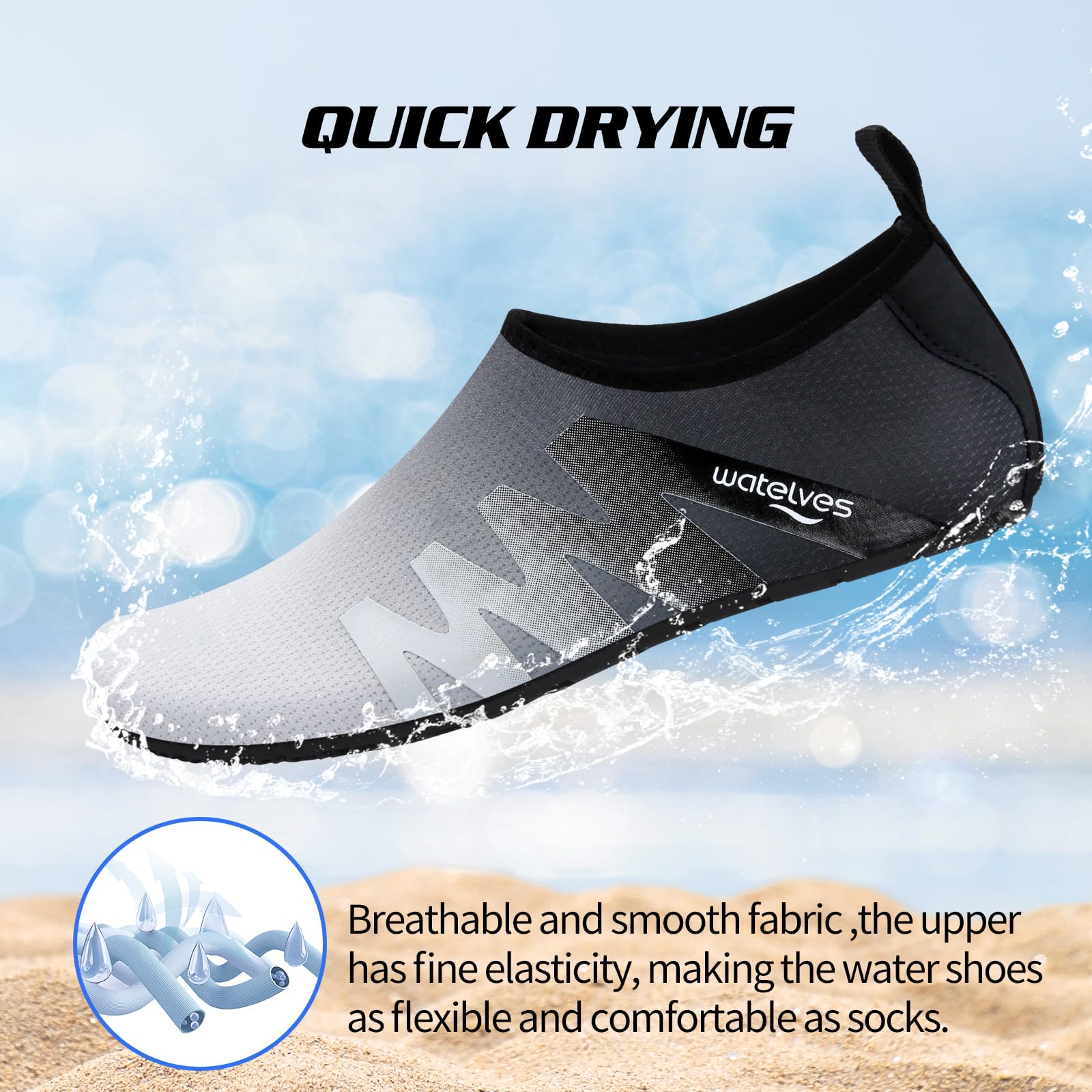 WateLves Scarpe da Scoglio Scarpette Donna Uomo Asciugatura Rapida Super Leggere Antiscivolo per Spiaggia e Snorkeling Unisex